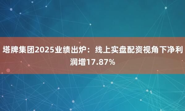 塔牌集团2025业绩出炉：线上实盘配资视角下净利润增17.87%