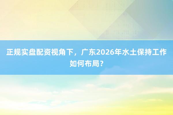 正规实盘配资视角下，广东2026年水土保持工作如何布局？
