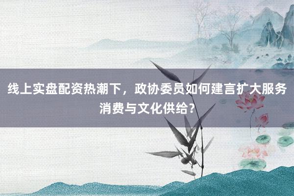 线上实盘配资热潮下，政协委员如何建言扩大服务消费与文化供给？