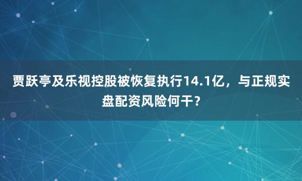 贾跃亭及乐视控股被恢复执行14.1亿，与正规实盘配资风险何干？
