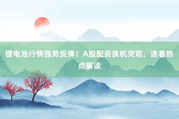 锂电池行情强势反弹！A股配资良机突现，速看热点解读