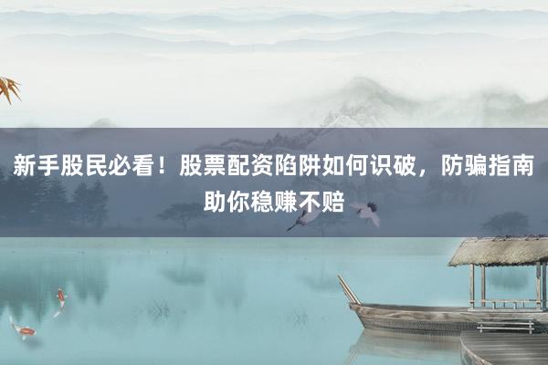 新手股民必看！股票配资陷阱如何识破，防骗指南助你稳赚不赔