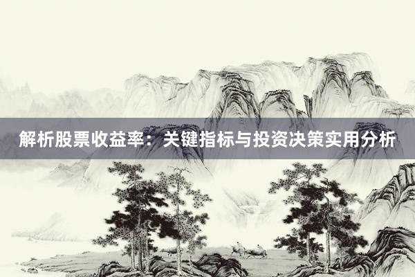 解析股票收益率：关键指标与投资决策实用分析