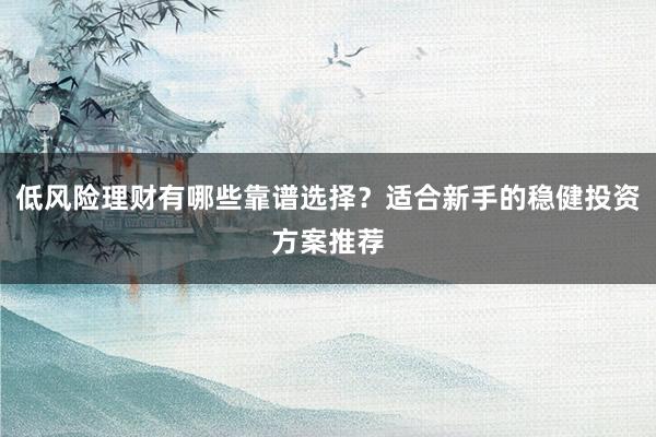 低风险理财有哪些靠谱选择？适合新手的稳健投资方案推荐