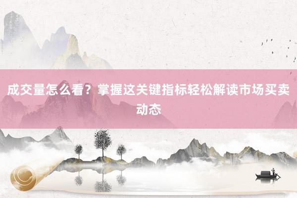 成交量怎么看？掌握这关键指标轻松解读市场买卖动态