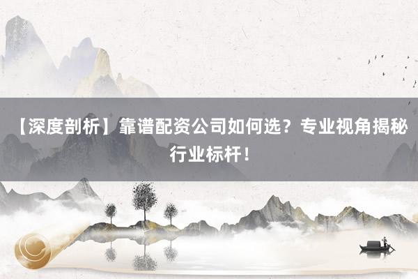 【深度剖析】靠谱配资公司如何选？专业视角揭秘行业标杆！