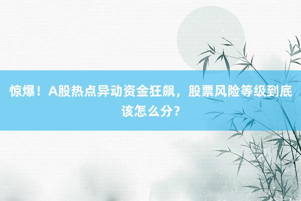 惊爆！A股热点异动资金狂飙，股票风险等级到底该怎么分？